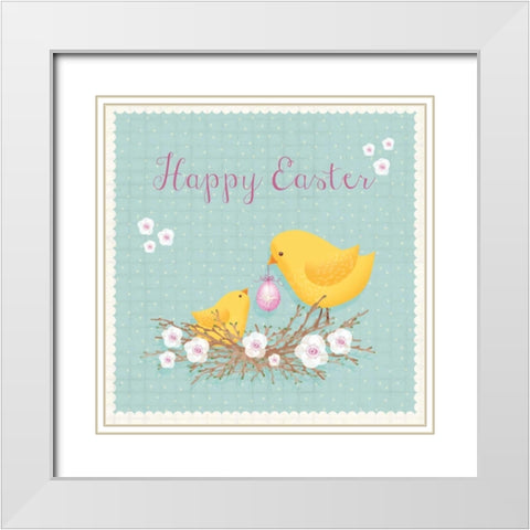 Happy Easter White Modern Wood Framed Art Print with Double Matting by P.S. Art Studios