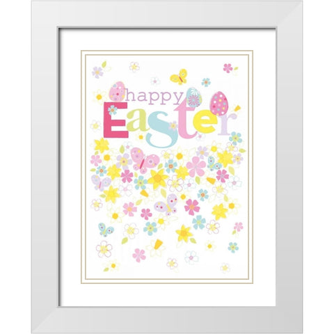 Happy Easter White Modern Wood Framed Art Print with Double Matting by P.S. Art Studios