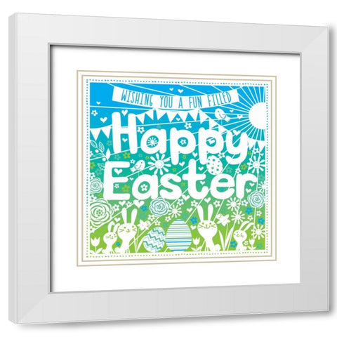 Happy Easter White Modern Wood Framed Art Print with Double Matting by P.S. Art Studios