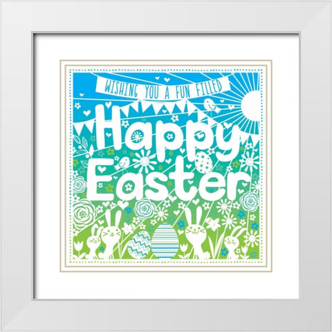 Happy Easter White Modern Wood Framed Art Print with Double Matting by P.S. Art Studios