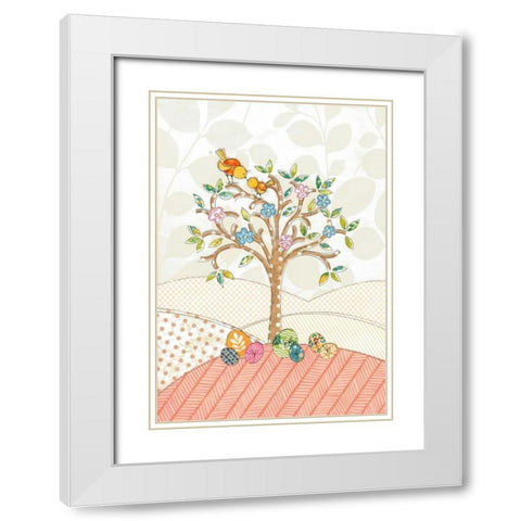 Spring Easter Tree White Modern Wood Framed Art Print with Double Matting by P.S. Art Studios