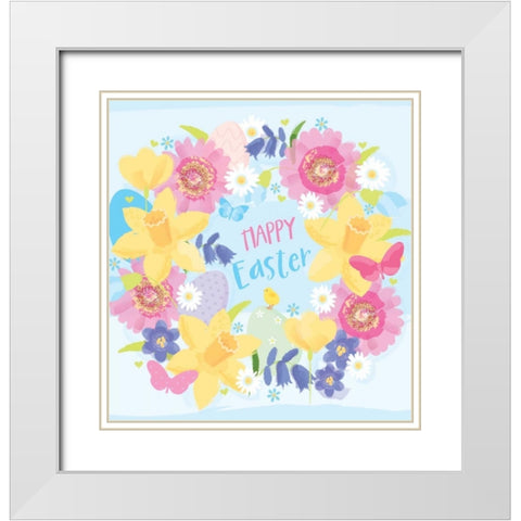 Happy Easter White Modern Wood Framed Art Print with Double Matting by P.S. Art Studios