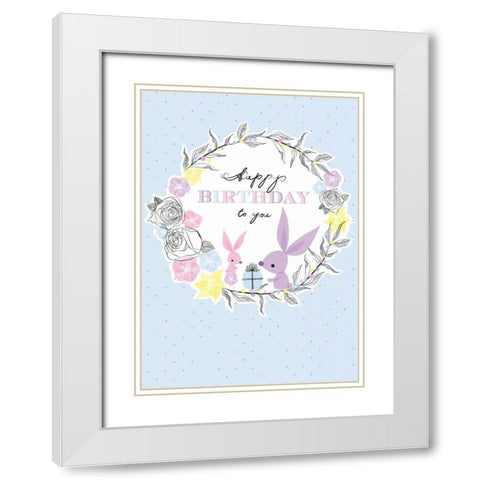 Happy Birthday White Modern Wood Framed Art Print with Double Matting by P.S. Art Studios