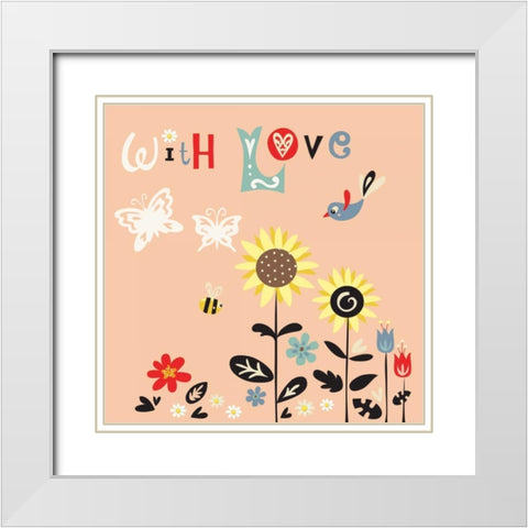 With Love White Modern Wood Framed Art Print with Double Matting by P.S. Art Studios