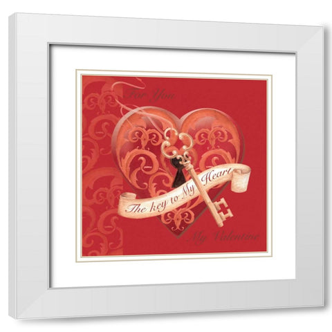 The Key to My Heart White Modern Wood Framed Art Print with Double Matting by P.S. Art Studios