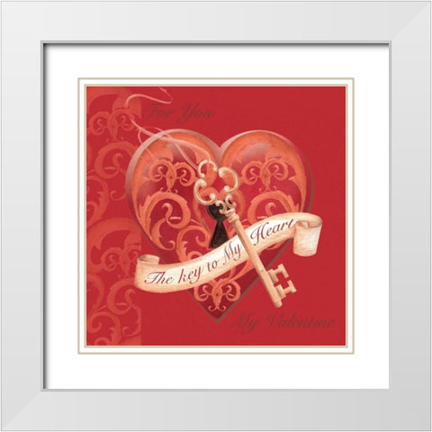 The Key to My Heart White Modern Wood Framed Art Print with Double Matting by P.S. Art Studios