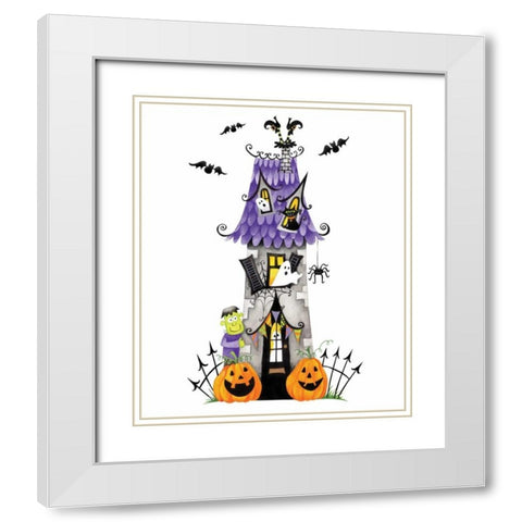 Haunted House White Modern Wood Framed Art Print with Double Matting by P.S. Art Studios