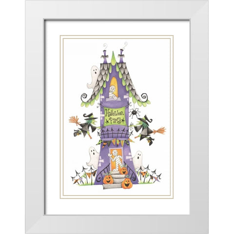 Halloween Party House White Modern Wood Framed Art Print with Double Matting by P.S. Art Studios