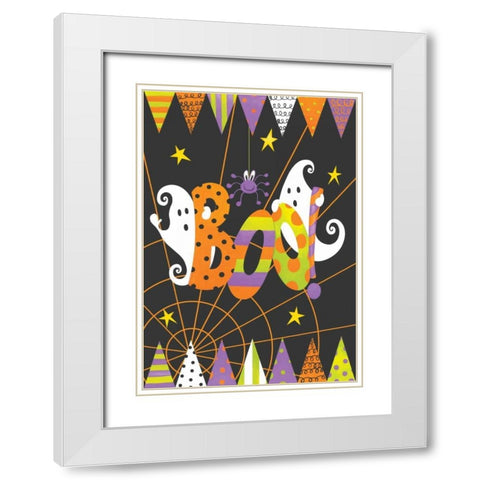 Ghost Boo White Modern Wood Framed Art Print with Double Matting by P.S. Art Studios