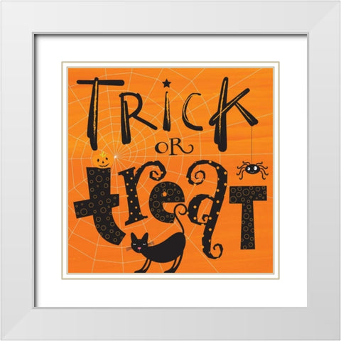 Trick or Treat White Modern Wood Framed Art Print with Double Matting by P.S. Art Studios