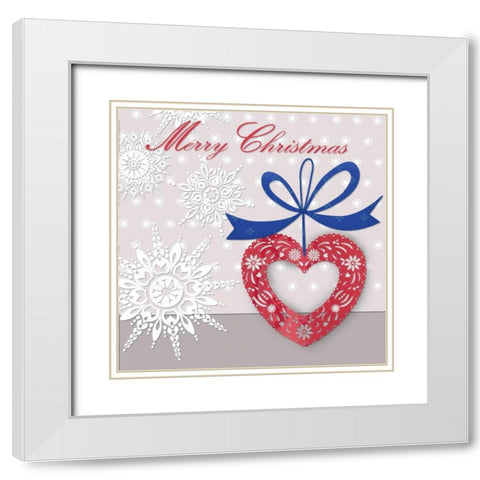 Merry Christmas White Modern Wood Framed Art Print with Double Matting by P.S. Art Studios
