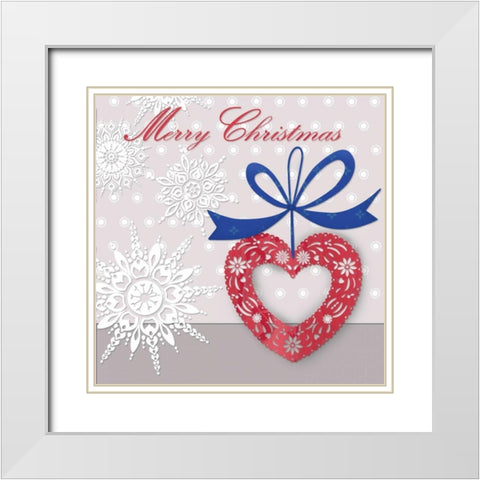 Merry Christmas White Modern Wood Framed Art Print with Double Matting by P.S. Art Studios
