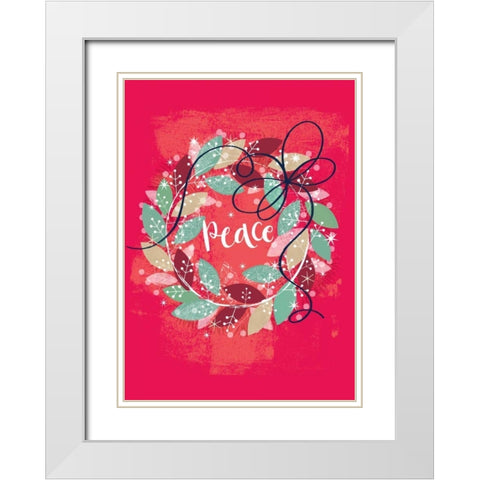 Peace Wreath White Modern Wood Framed Art Print with Double Matting by P.S. Art Studios