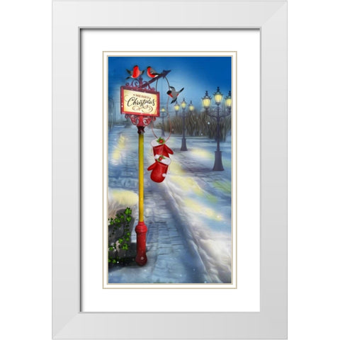 Merry Christmas White Modern Wood Framed Art Print with Double Matting by P.S. Art Studios