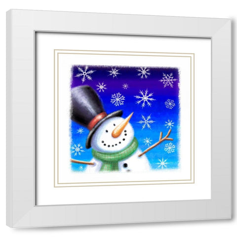 Snowman White Modern Wood Framed Art Print with Double Matting by P.S. Art Studios