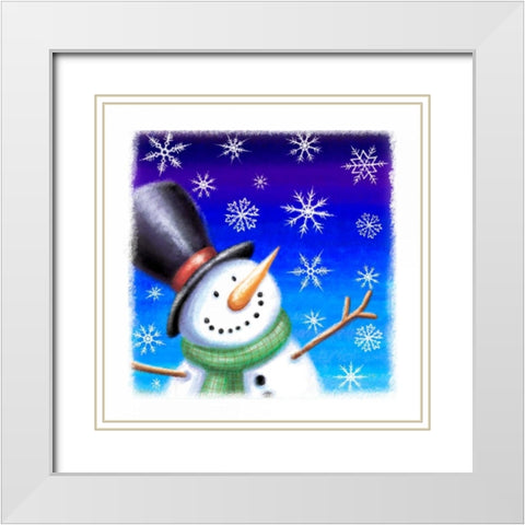 Snowman White Modern Wood Framed Art Print with Double Matting by P.S. Art Studios
