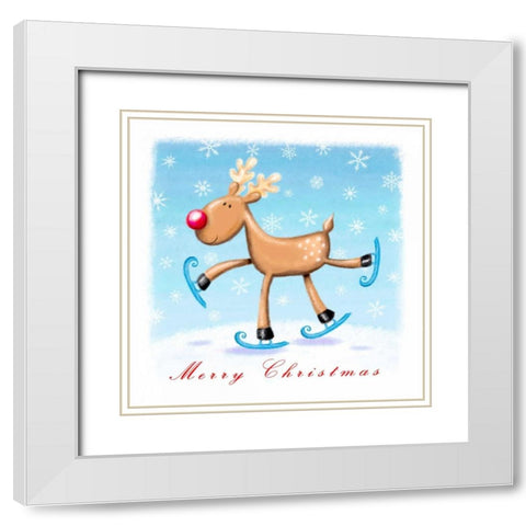Merry Christmas White Modern Wood Framed Art Print with Double Matting by P.S. Art Studios
