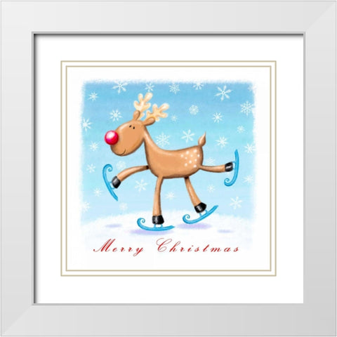 Merry Christmas White Modern Wood Framed Art Print with Double Matting by P.S. Art Studios