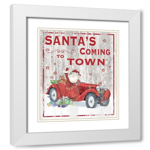 Santas Coming to Town White Modern Wood Framed Art Print with Double Matting by P.S. Art Studios