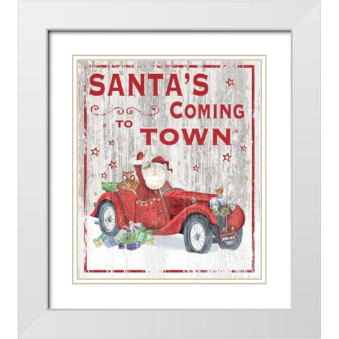 Santas Coming to Town White Modern Wood Framed Art Print with Double Matting by P.S. Art Studios
