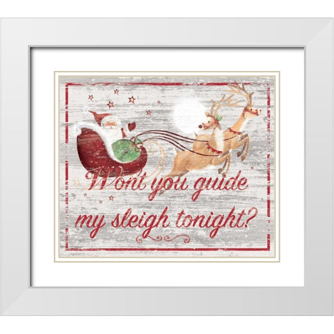Guide My Sleigh White Modern Wood Framed Art Print with Double Matting by P.S. Art Studios