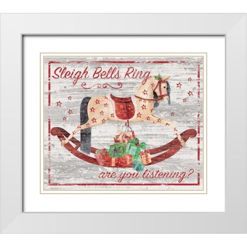 Sleigh Bells Ring White Modern Wood Framed Art Print with Double Matting by P.S. Art Studios