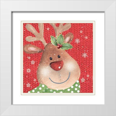 Reindeer White Modern Wood Framed Art Print with Double Matting by P.S. Art Studios
