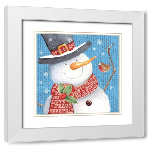 Snowman White Modern Wood Framed Art Print with Double Matting by P.S. Art Studios