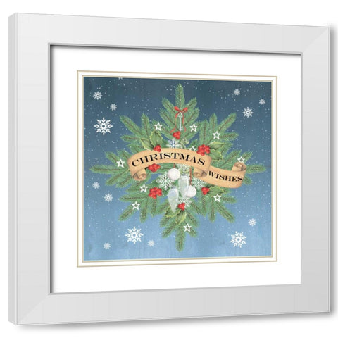 Christmas Wishes White Modern Wood Framed Art Print with Double Matting by P.S. Art Studios