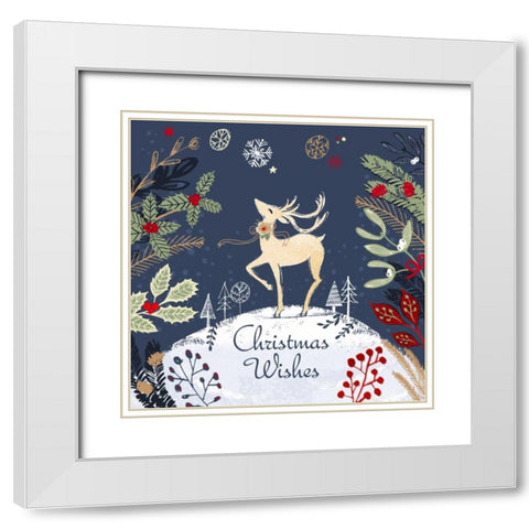 Christmas Wishes White Modern Wood Framed Art Print with Double Matting by P.S. Art Studios