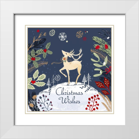 Christmas Wishes White Modern Wood Framed Art Print with Double Matting by P.S. Art Studios
