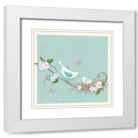 Birds I White Modern Wood Framed Art Print with Double Matting by P.S. Art Studios