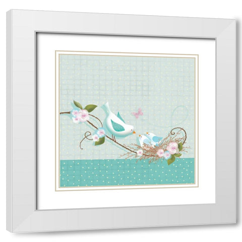 Birds II White Modern Wood Framed Art Print with Double Matting by P.S. Art Studios