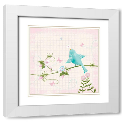 Birds III White Modern Wood Framed Art Print with Double Matting by P.S. Art Studios