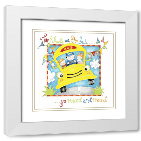 The Wheels on the Bus White Modern Wood Framed Art Print with Double Matting by P.S. Art Studios