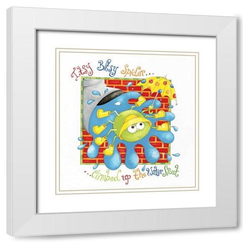 Itsy Bitsy Spider White Modern Wood Framed Art Print with Double Matting by P.S. Art Studios