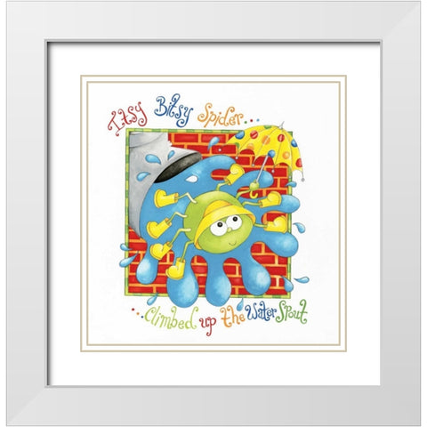 Itsy Bitsy Spider White Modern Wood Framed Art Print with Double Matting by P.S. Art Studios