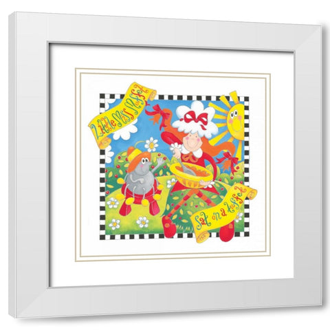 Little Miss Muffet White Modern Wood Framed Art Print with Double Matting by P.S. Art Studios