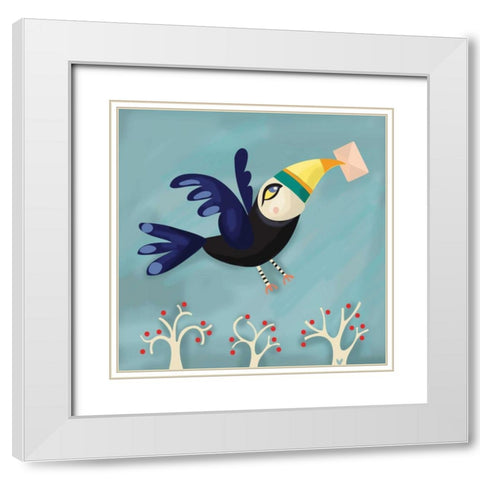 Message from a Bird White Modern Wood Framed Art Print with Double Matting by P.S. Art Studios