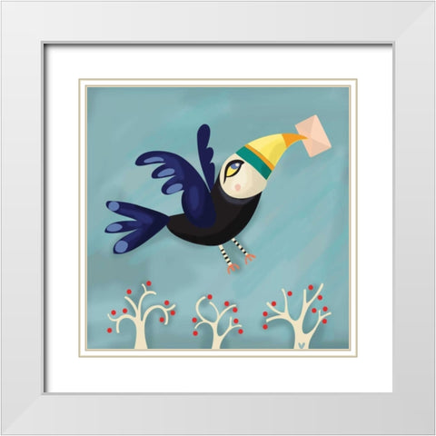 Message from a Bird White Modern Wood Framed Art Print with Double Matting by P.S. Art Studios