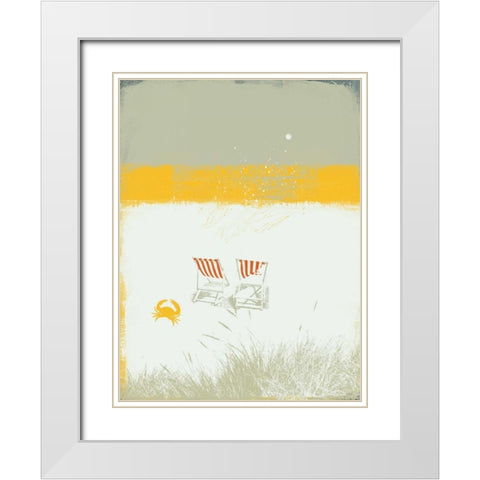 Beach Abstract I White Modern Wood Framed Art Print with Double Matting by P.S. Art Studios