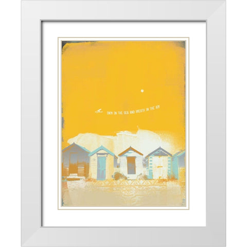 Beach Abstract II White Modern Wood Framed Art Print with Double Matting by P.S. Art Studios