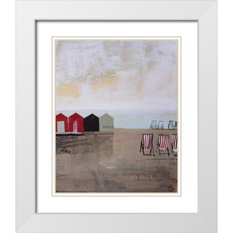 Beach Abstract III White Modern Wood Framed Art Print with Double Matting by P.S. Art Studios