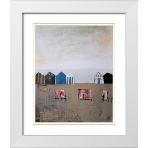 Beach Abstract IV White Modern Wood Framed Art Print with Double Matting by P.S. Art Studios