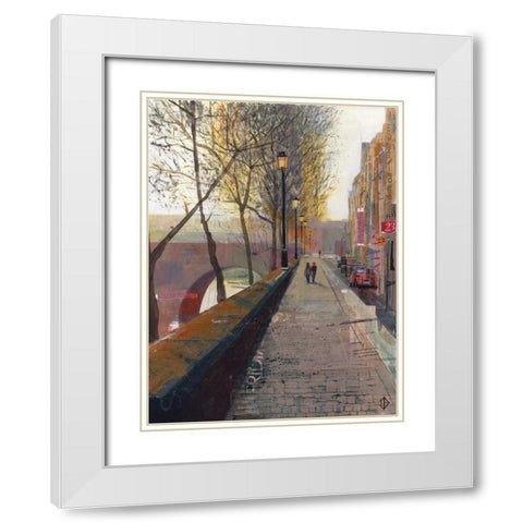 Serene Walk White Modern Wood Framed Art Print with Double Matting by P.S. Art Studios