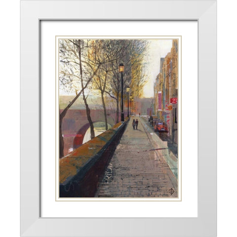 Serene Walk White Modern Wood Framed Art Print with Double Matting by P.S. Art Studios