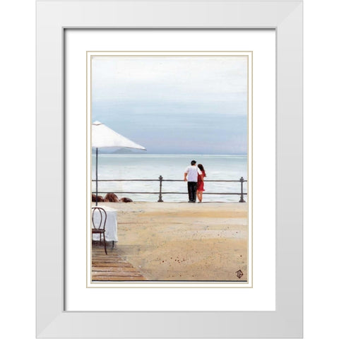 Couples Retreat White Modern Wood Framed Art Print with Double Matting by P.S. Art Studios