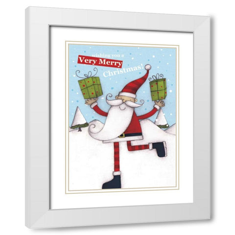 Merry Christmas White Modern Wood Framed Art Print with Double Matting by P.S. Art Studios