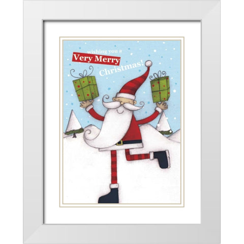 Merry Christmas White Modern Wood Framed Art Print with Double Matting by P.S. Art Studios