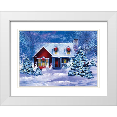 Christmas at Home I White Modern Wood Framed Art Print with Double Matting by P.S. Art Studios